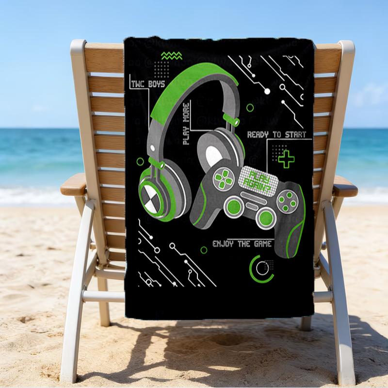 Ultra-Soft Beach Towel with Game Controller Theme,Ideal for Pool - Camping, Diving - Perfect Travel Essential, Vibrant Beach Towel.