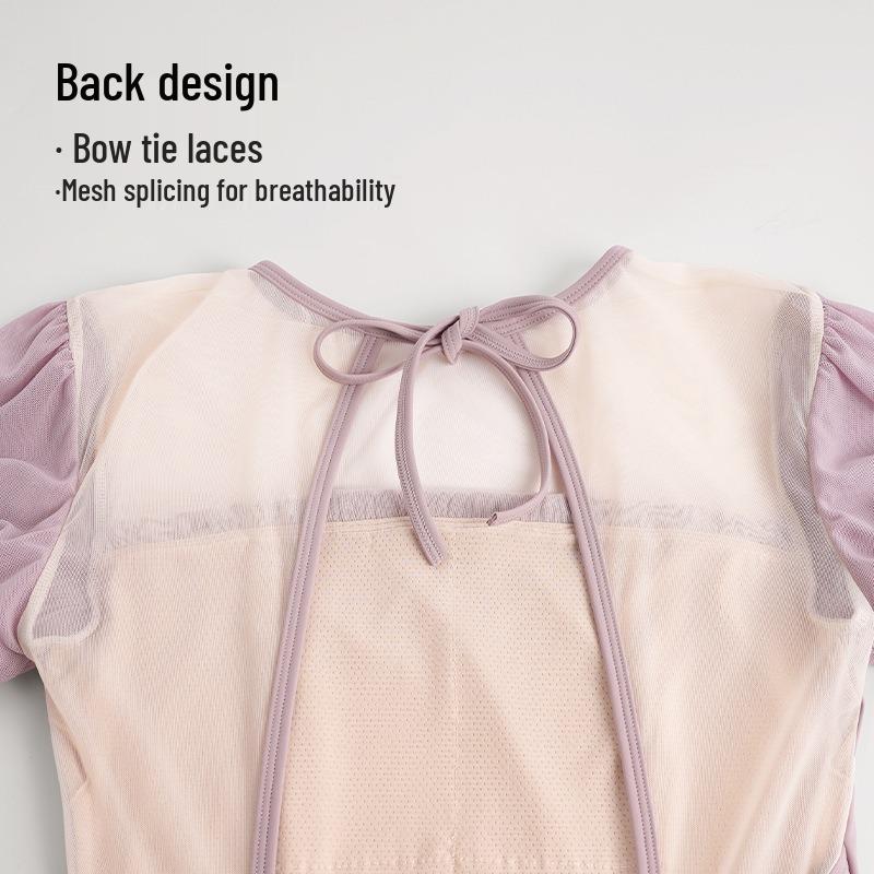 Adult Puff Sleeve Ballet & Gymnastics Body Shaping Suit - Short Sleeve Dancewear for Practice & Exams