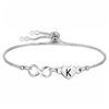 Stainless Steel Infinity Heart Initial Letter Bracelet Adjustable Slider Box Chain Bracelet for Women
