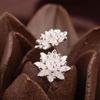 Charming Silver Plated Lotus Flower Ear Stud Earrings For Trendy Womens Fashion Jewelry