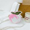 Peach Children Shaped Shoulder Bag Simulation Pearl Chain Casual Bag Crossbody