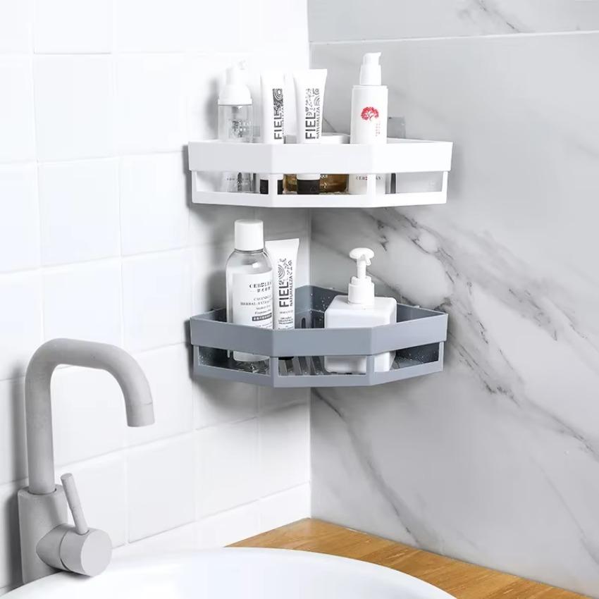Triangle Bathroom Storage Rack No-drilling Corner Rack Bathroom Washstand Rack Traceless Wall Hanging