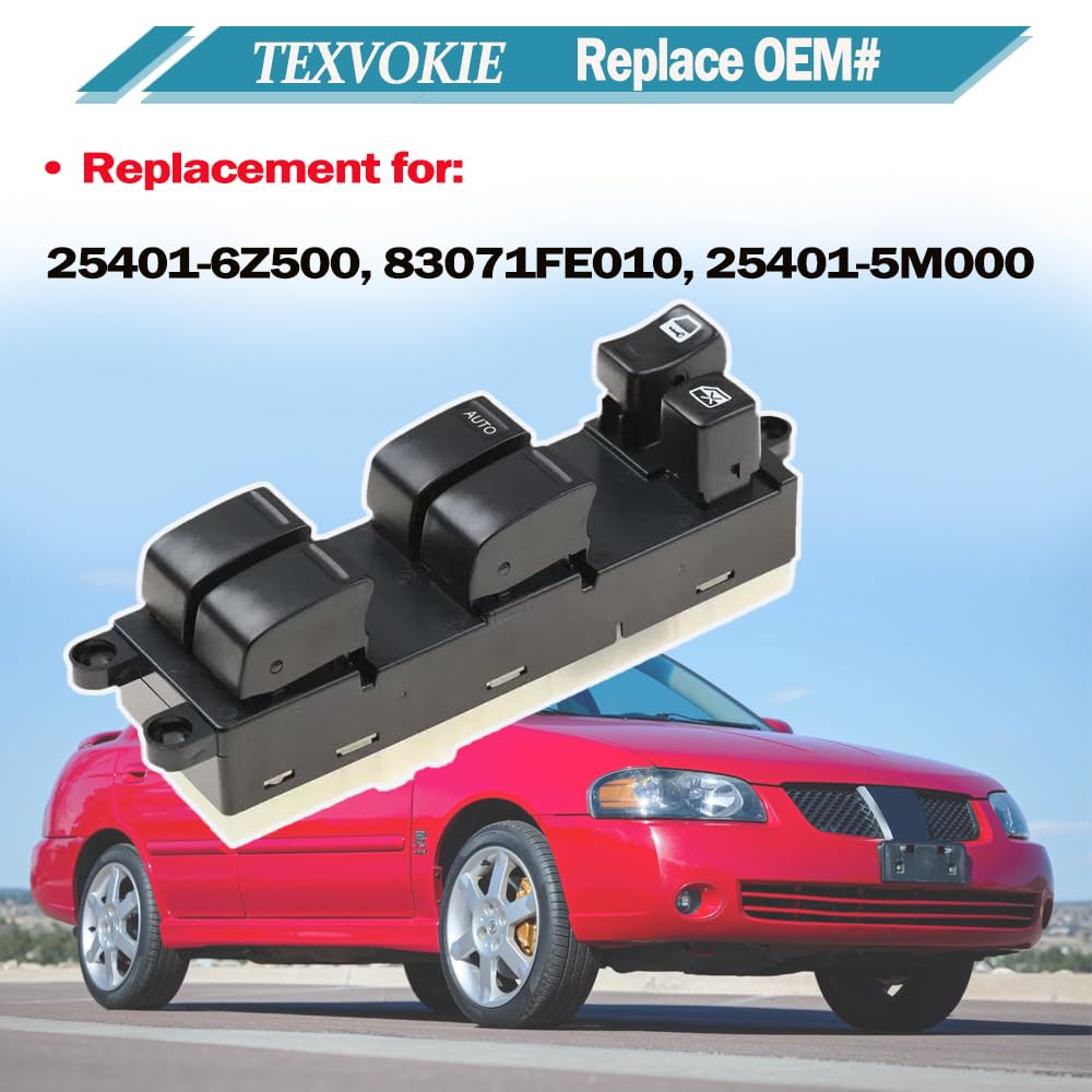 

25401-5M000 Front Left Drive Side Power Window Master Control Switch, Fit for Nissan Sentra 2000 2001 2002 2003 2004 2005 2006 Replaces OE 254015M000