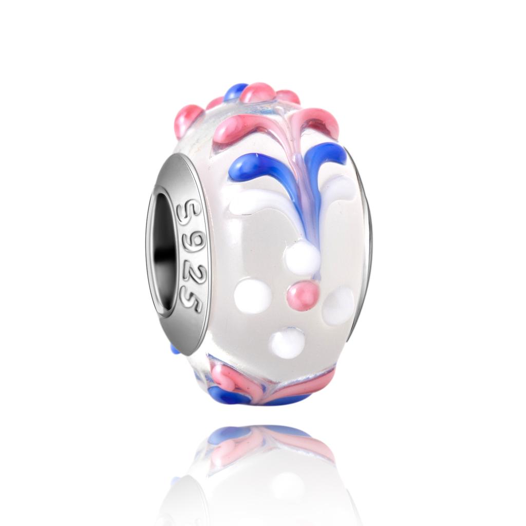 Murano Glass Collection Copper MultiColor Blue Bump Charm Fits Bracelets Women Exquisite Jewellery Accessories Gifts