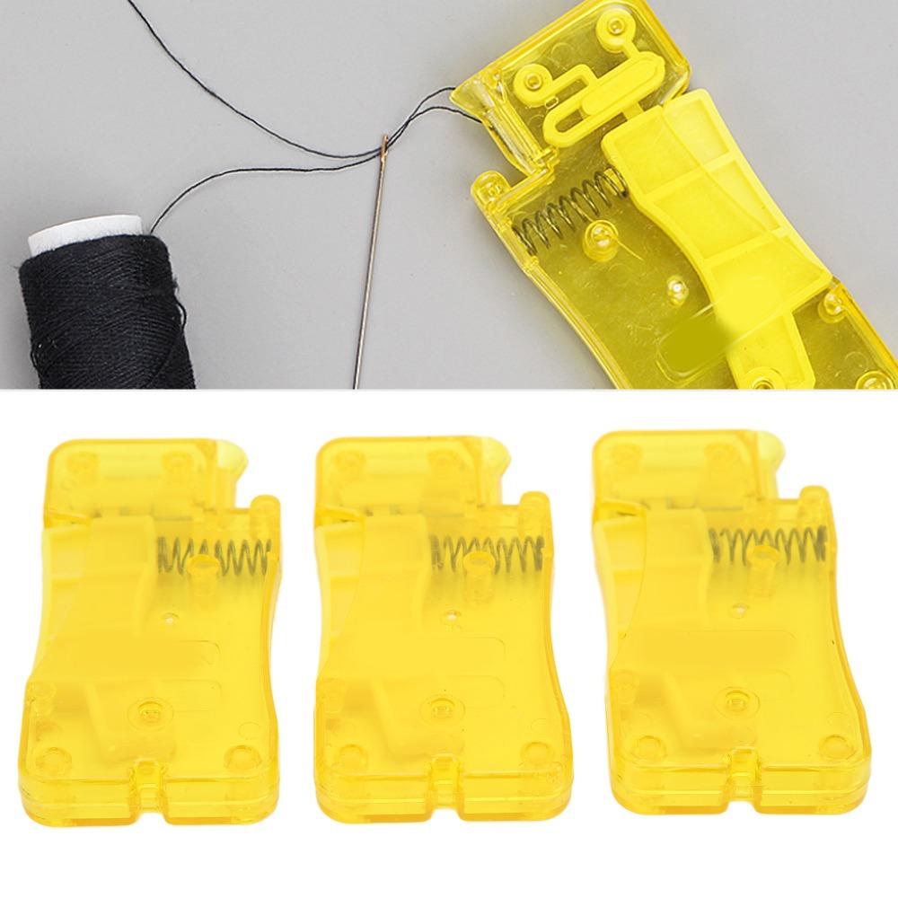 3pcs Plastic Plastic Needle Threader Yellow Self-Thread Guide Simple Needle Threader  Household Use
