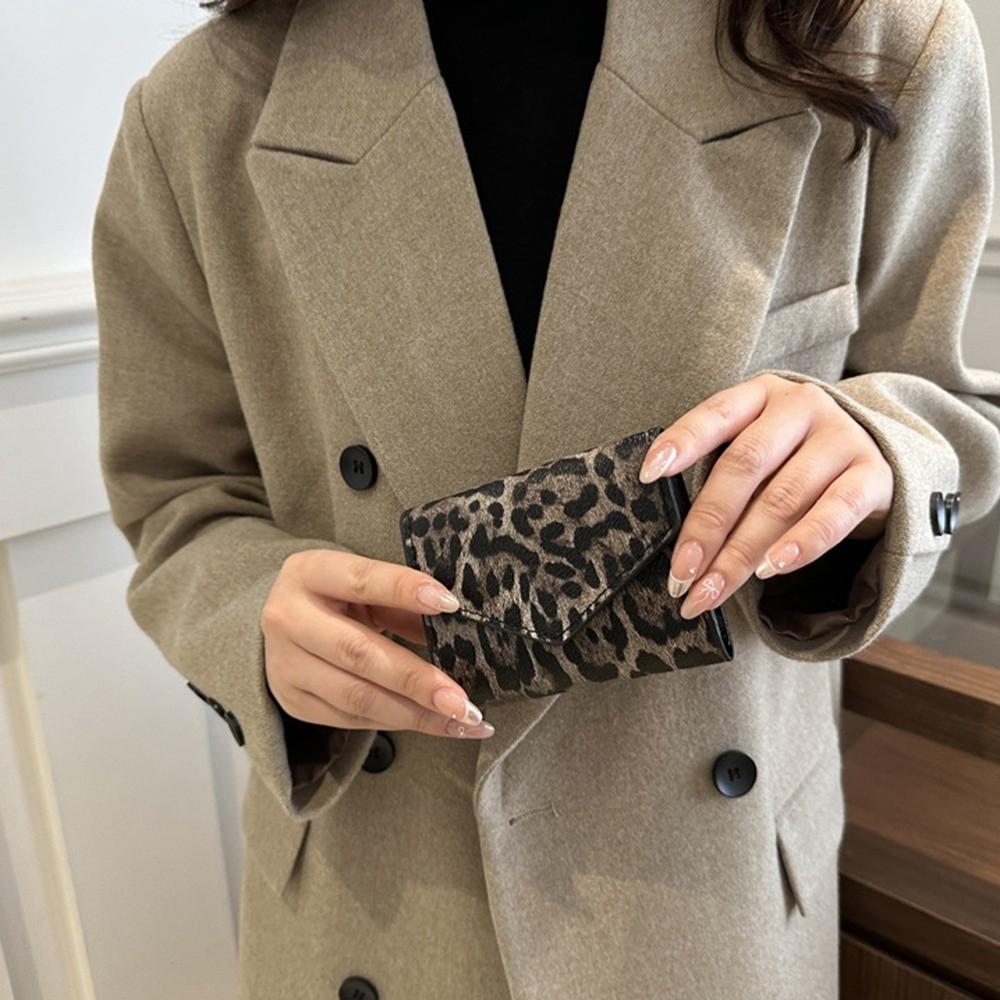 Elegant Leopard Short Wallet Korean Style Coin Purse Mini Envelope Clutch Bag  Gift