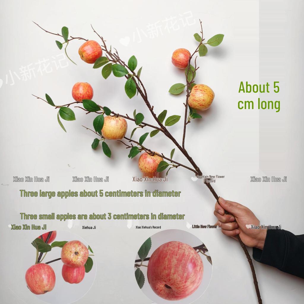 High-End Artificial Fruit Branch with Apples, Pomegranates, Oranges, Persimmons, and Lemons for Home Decor.