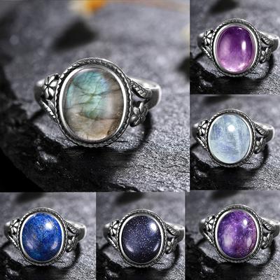 Vintage Silberring Damenschmuck Natürlicher Mondstein Tigerauge Personalisierte Ringe für Frauen Schmuck Hochzeits Schmuck Geschenk S