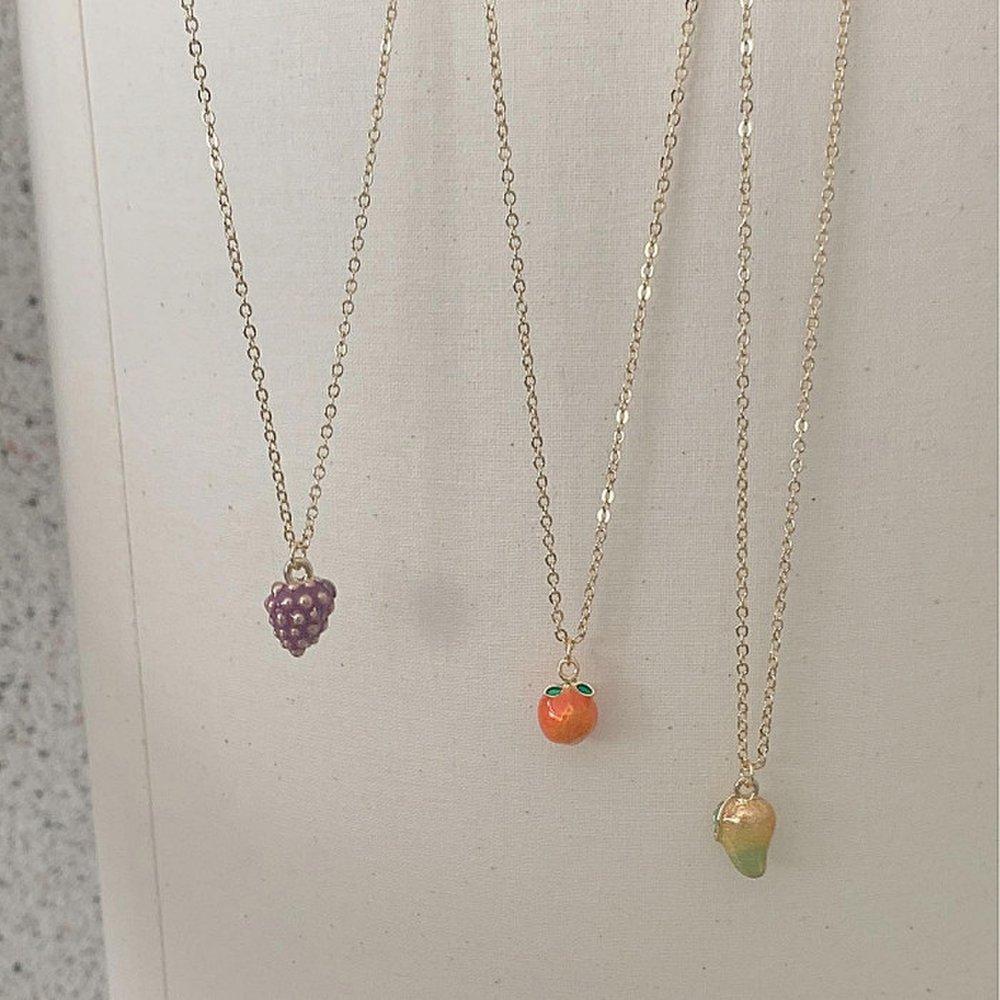 

Berryoung / Fruit Pendant Layered Vintage Necklace orange