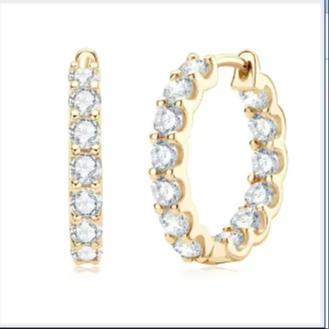 Gra Certified 2.6ct Moissanite Earring 925 Sterling Sliver Wedding Huggie Moissanite Hoop Earring for Women Wedding Jewelry