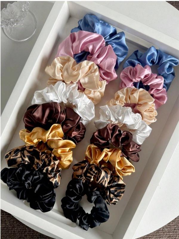 16 pçs Elásticos de Cabelo Scrunchies de Cor Sólida, Elásticos de Cabelo de Cetim Macio, Acessórios de Cabelo Casuais Versáteis para Mulheres Elásticos Scrunchy