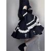 Autumn Japanese Style Gothic Cosplay Party Dress Women Long Sleeve Ruffle Lace Black Mini Dresses Y2k Vintage Lolita Dress New