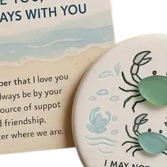 Sea Glass Art Friendship Ornament Round Sea Glass Cat/Crab Christmas Tree Decoration Friendship Keepsake for Best Friends Woman