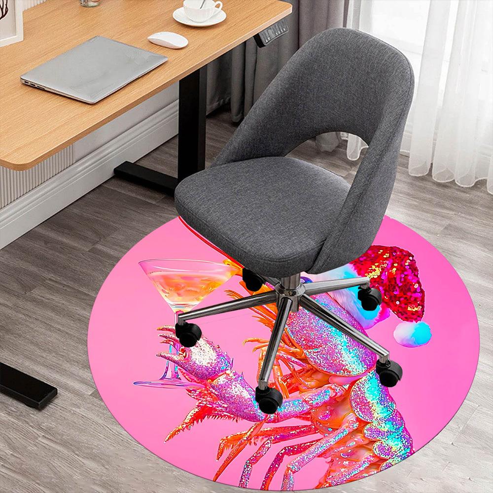 

1pc lobster santa hat Round Chair mat Area Rug - Non-Slip, Floor Mat for Office, Bedroom, and Indoor Decor c1125132 80cm by 80cm
