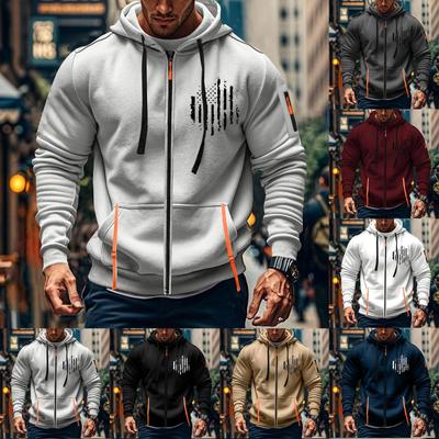 Pánské sportovní ležérní mikina s kapucí mikina s kapucí cardigan zip s kapucí s mnoha kapsami