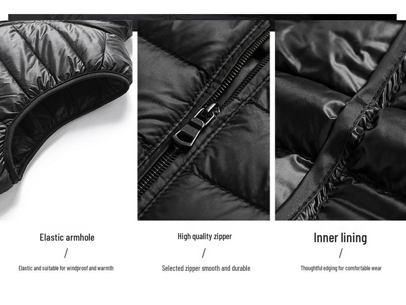 Men's Slim Fit Stand Collar Lightweight Down Vest - Autumn & Winter