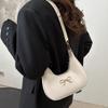 Handbag Bow Shoulder Bag PU Leather Crossbody Bag Casual Crescent Bag  Girls