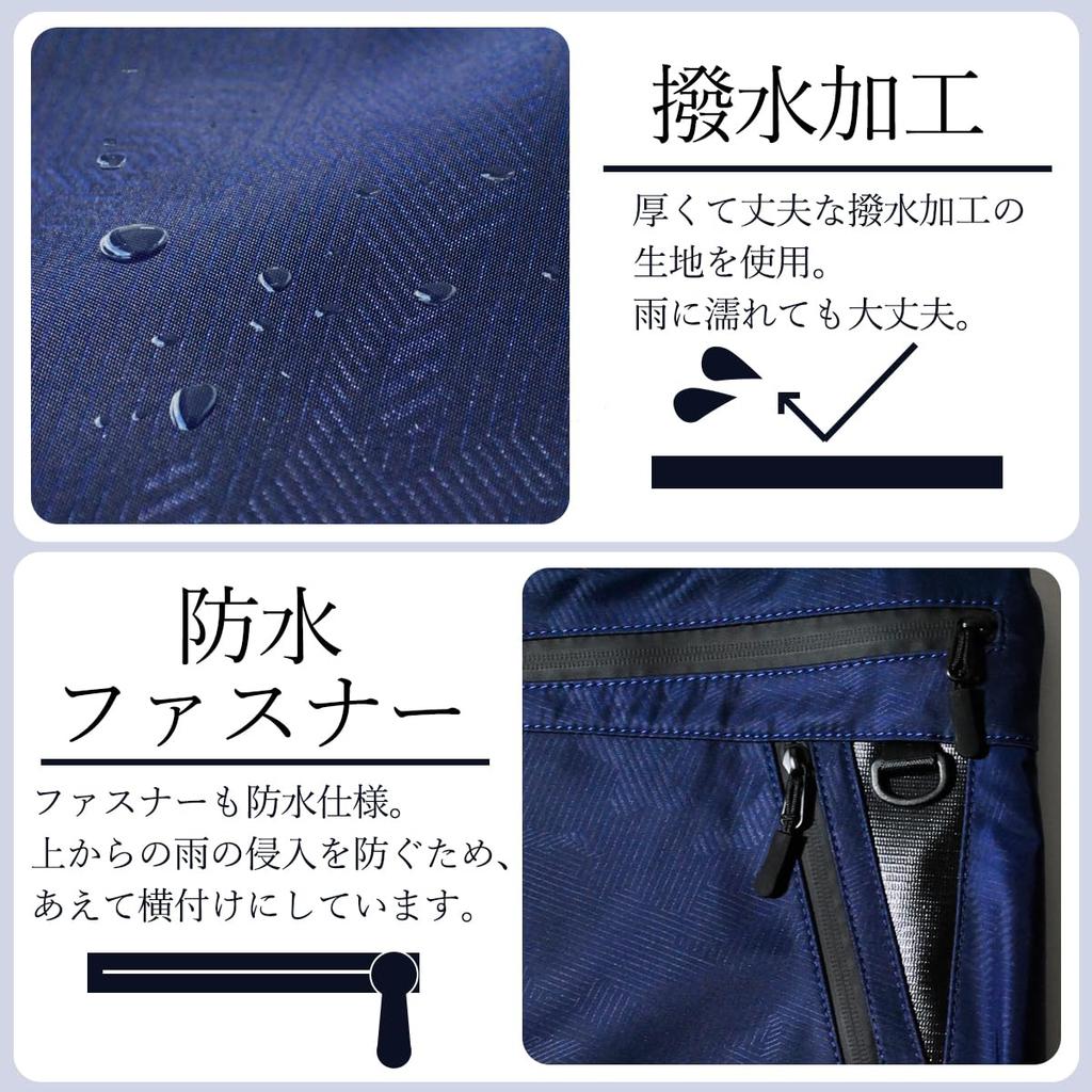 SAUNA REPUBLIC Sacoche Shoulder Waterproof Convenient for Sauna Wear Without Removable Strap Bag, Water-Repellent, Zipper, Pockets, (Navy)