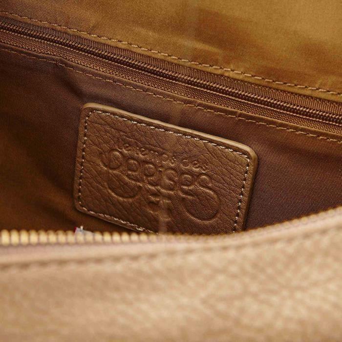 Sac à Main Hobo - LE TEMPS DES CERISES - Beige - Bretelles fixes - Bandoulière amovible - 3 poches extérieures