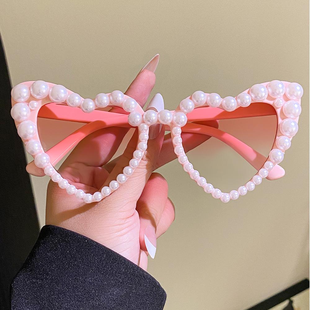 

Heart-Shaped Exaggerated Party Sunglasses with Pearls - Handmade Fashion for Women