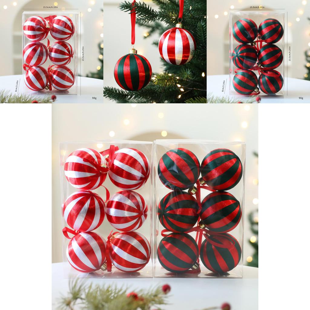 Christmas Tree Ornaments Set With Red And Green Woven Balls For Holiday Decor