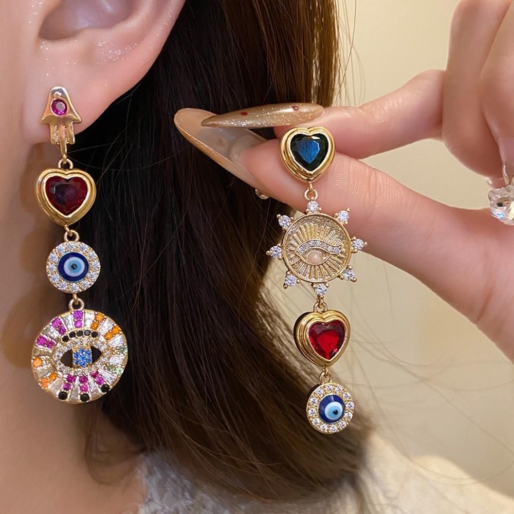 Devil's Eye Bohemian Punk Ear Stud Zircon Vintage Long Drop Earrings Valentine's Day Gift
