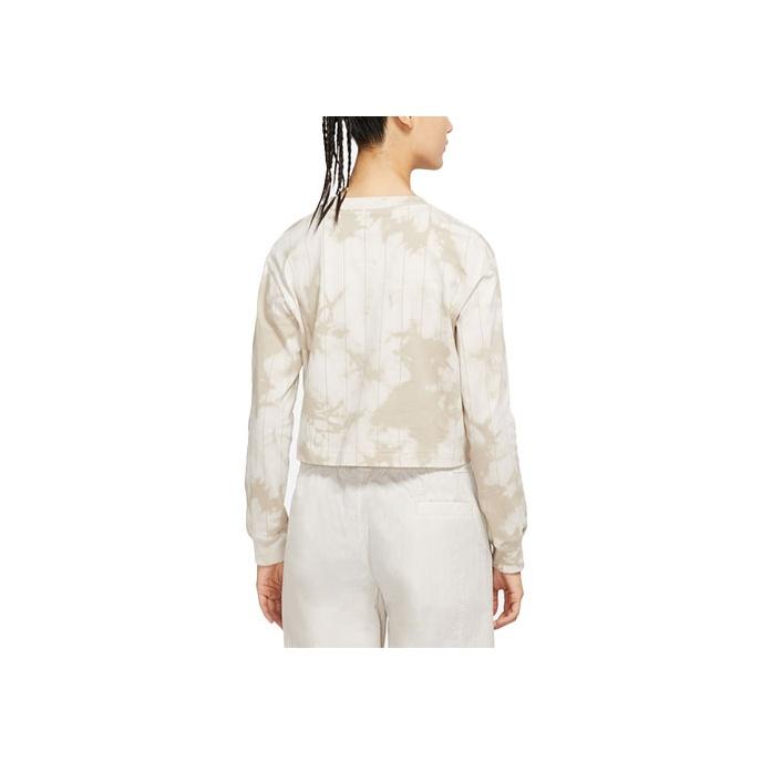 Jordan Breathable Tie-Dye Cropped Round Neck Long Sleeve T-Shirt Women Tops Olive-Grey DM5256-104