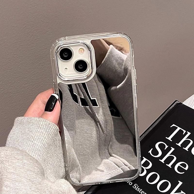 Applicable To Iphone14 Mirror Mobile Phone Case 15pro Makeup Mirror 7G/XSMAX Silicone All-inclusive Protective Case SE