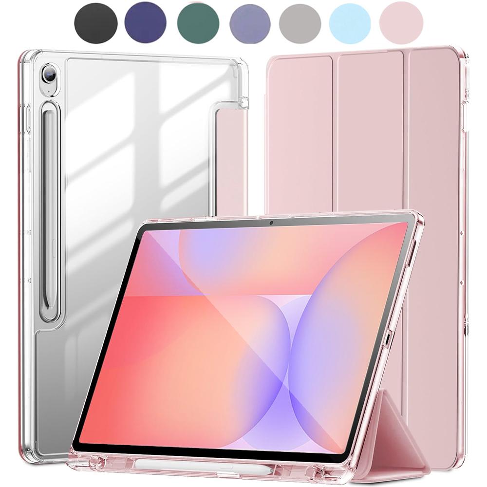 case For Samsung galaxy Tab S10 Lite SM-X400/X406B/S10 FE/S10/S9 FE/S9, Crystal Clear Case with Pencil Slot, Auto Sleep Wake