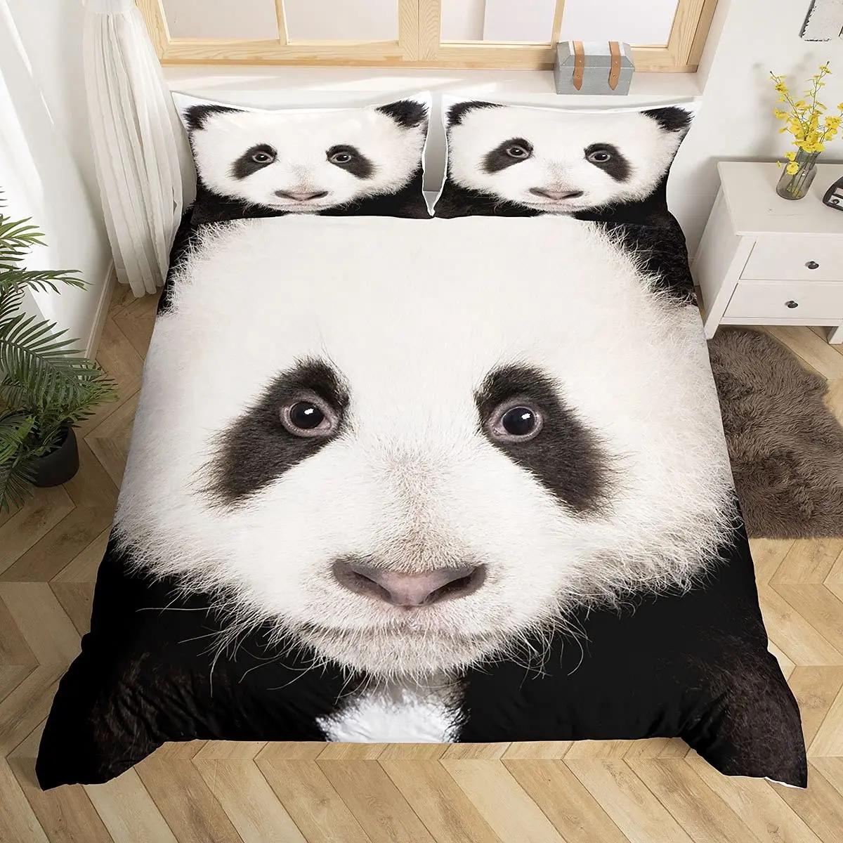 

Комплект постільної білизни Panda Tiger Підодіяльник з тваринами з 3D-принтом Twin Full Queen King Double UK Supking Sizes Постільна білизна Наволочка 135x200cm 2pcs бежевий