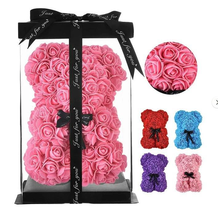 Eternal Rose Bear 25cm - Mother's Day & Valentine's Gift In Gift Box