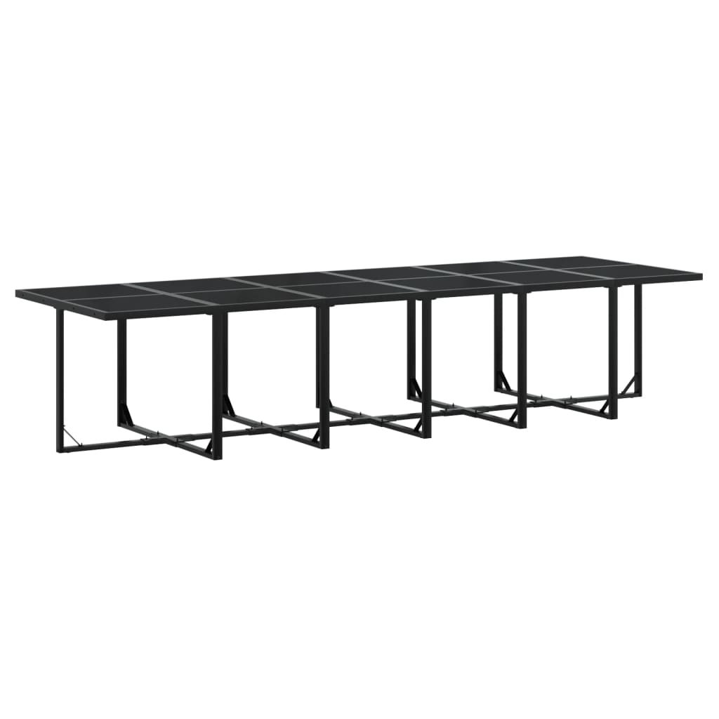 17 pc Outdoor Dining Set with Cushions Black Poly Rattan