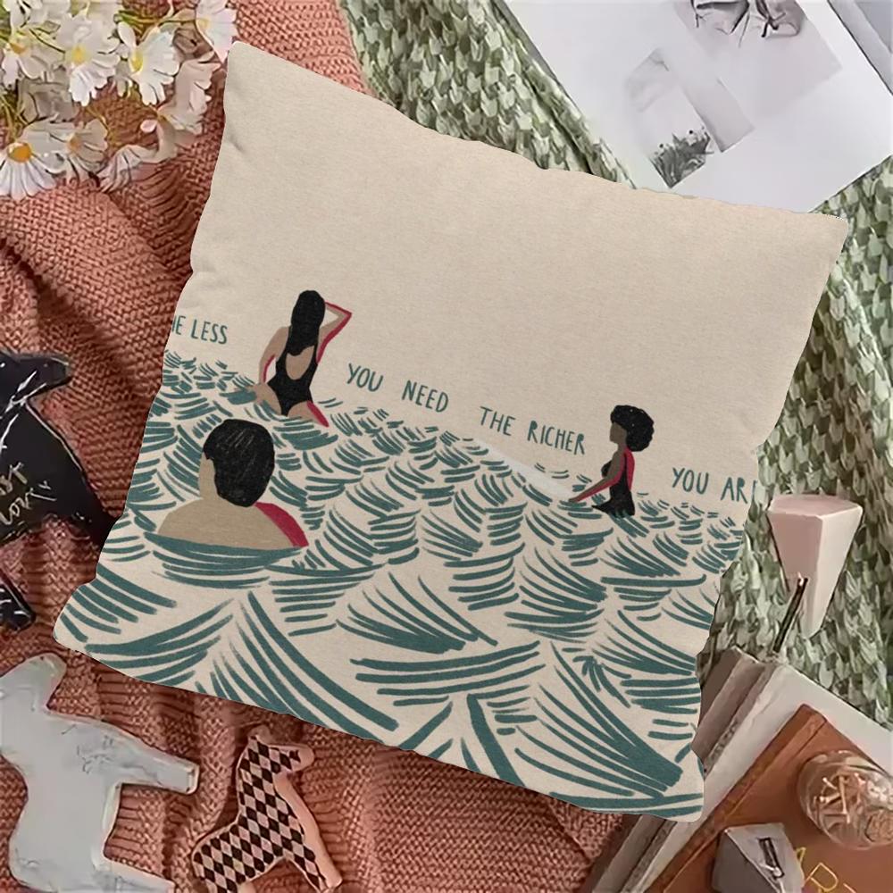 Beach Man Girl Surf Pillow Case Pillowcase Home Sofa Cushions Car Cushions Pillowcover Office Pillowshell Pillow