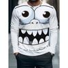 T-shirt da uomo casual a maniche lunghe con stampa, girocollo, per autunno e inverno