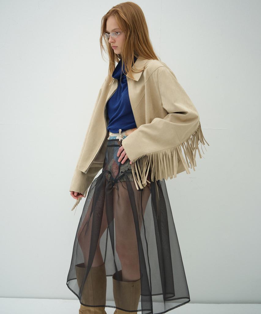 Obeodyupeulleeo Sheer Layered Long Skirt_Black