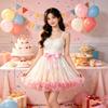 Kids Puffy Tulle Tutu Skirt, Separate Princess Skirt with Pink Bow Elastic Waist for Birthday Party