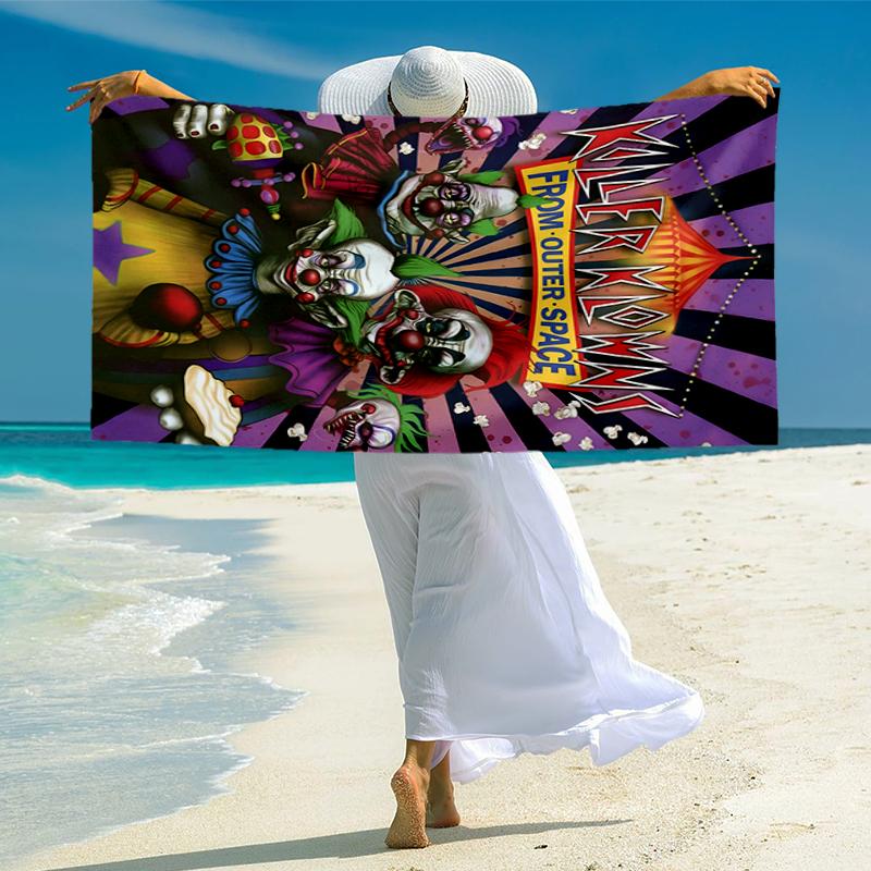 Horror Clown Circus Fashion Beach Towel: Ideal for Summer Adventures Soft, absorbent and quick drying suitable for swimming and bathing