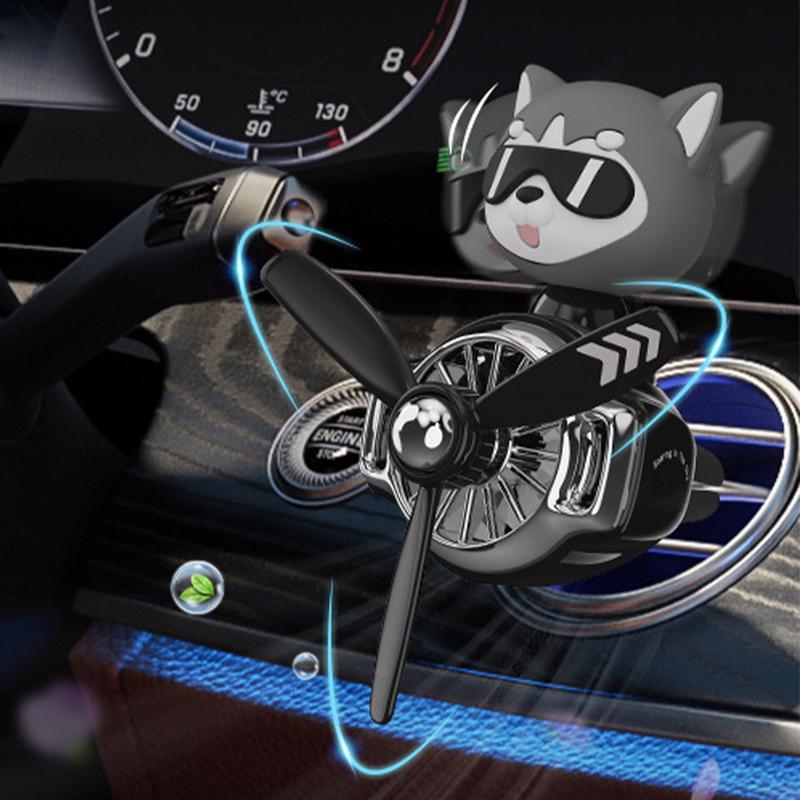 Helicopter Air Freshener Car Cute Car Aromatherapy Dog Pilot Car Air Purifier With 2 Fragrant Tablets Car Perfume Air Freshener