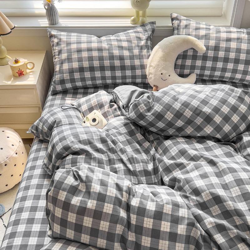 Thickened twill abraded four-piece set cartoon cute printed student dormitory bed sheet quilt set three-piece set