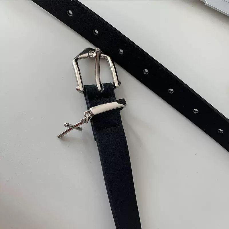 Denim Black Sleek Belt For Fashionforward Young Adults Korean Inspired Simple Accessory Ideal For Looks Casual