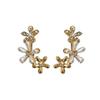 1 Pair Stud Earrings for Women, Micro-Paved Cubic Zirconia Flower Design Ear Studs, Jewelry Gift for Daily Wear