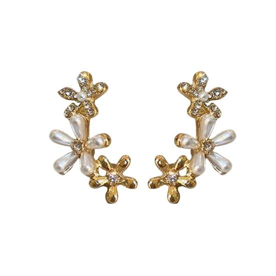1 Pair Stud Earrings for Women Micro-Paved Cubic Zirconia Flower