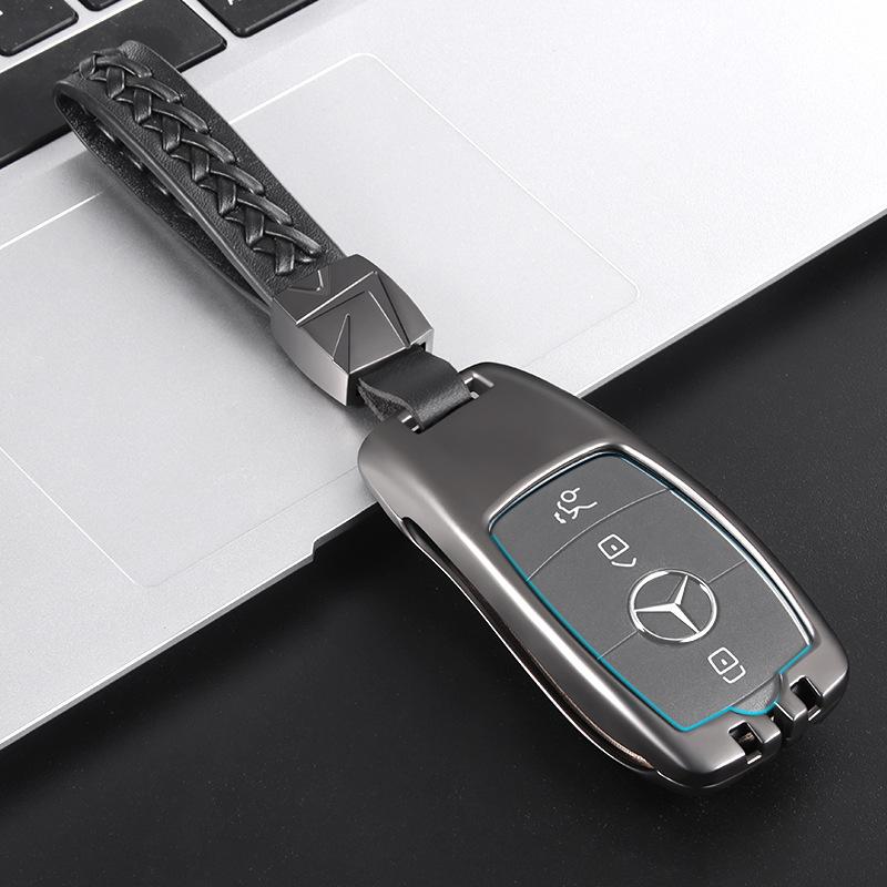 Applicable To Mercedes-Benz E300l Key Cover C260la200lc200l Men's Genuine Leather Car Supplies Key Retro Style