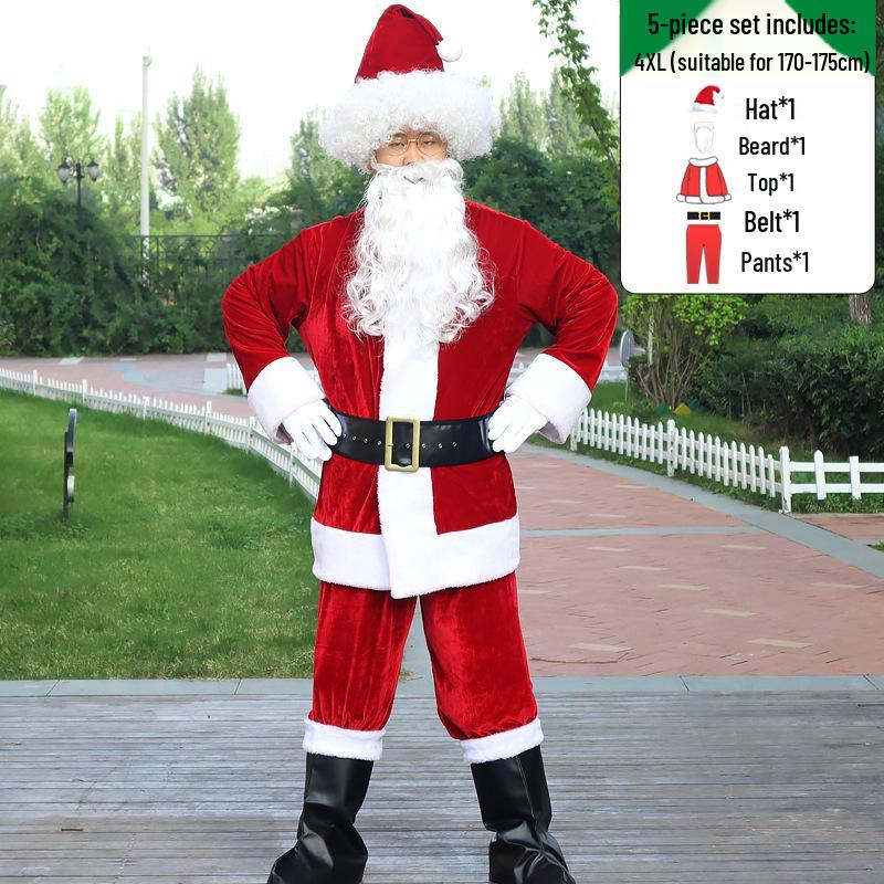 Adult Santa Claus Costume Set - Men's & Women's Plus Size Christmas Outfit