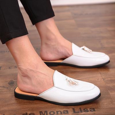 Melnas puskurpes vīriešiem mūļi Čības ādas apavi ikdienas apavi vīriešu modes sapato social masculino mocassin homme chaussure