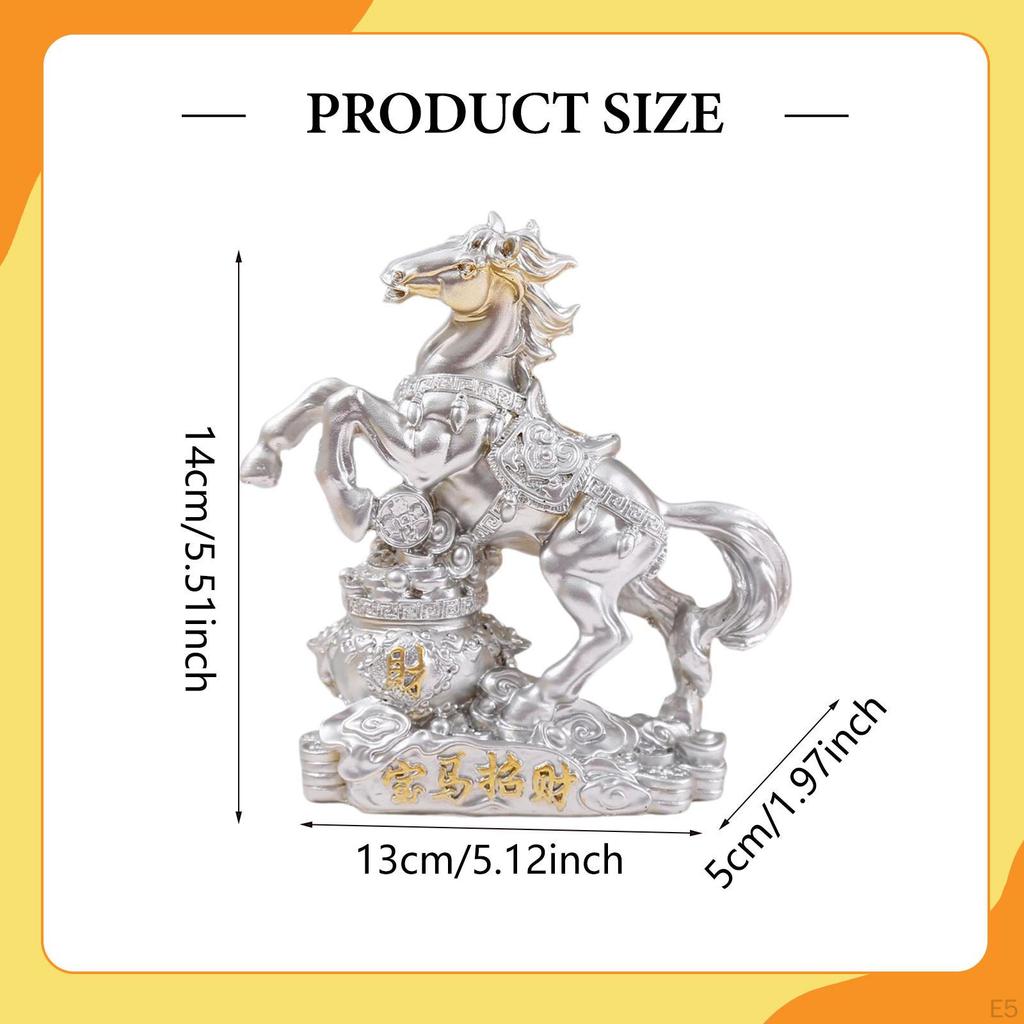 Feng Shui Figure, Decorative Sculpture Horse Art Figurine, Resin Statue for Desk Decoration