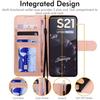 Galaxy S21 Leather Wallet Case, Flip Protective Case Cover with Wallet Card Holder, Stand and Wrist Strap - Rose Gold