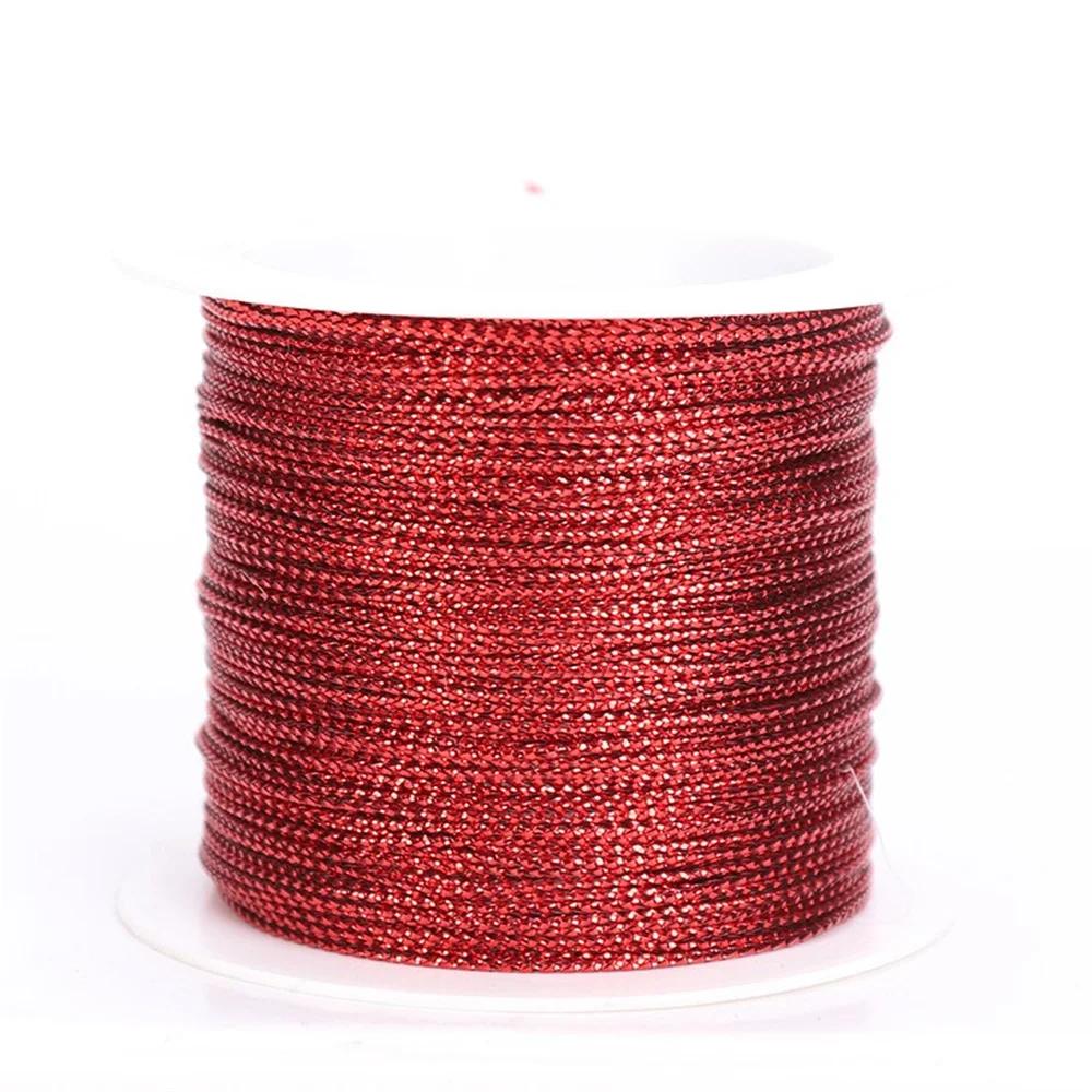 Meters Gold Silver Red Tag Line Bracelet Making Tying Rope Metallic Cord Packaging Thread Christmas Strap Ribbon Tinsel String