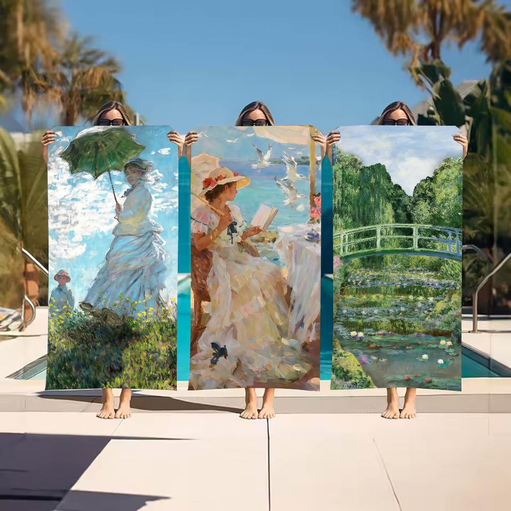 Art Claude M-Monet-S Towel Sports Quick Dry Travel Camping Gear Sandproof Soft Light Large Beach Towel