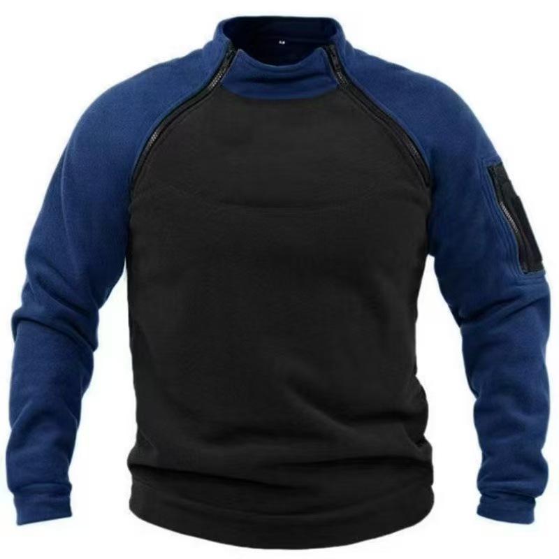 Men's Double Sleeve Color Block Tactical Fleece Hoodie for Spring/Autumn